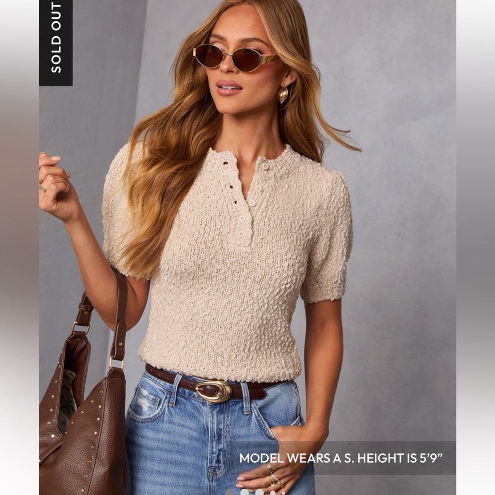 Vici Amera Textured Sweater Cream Small New